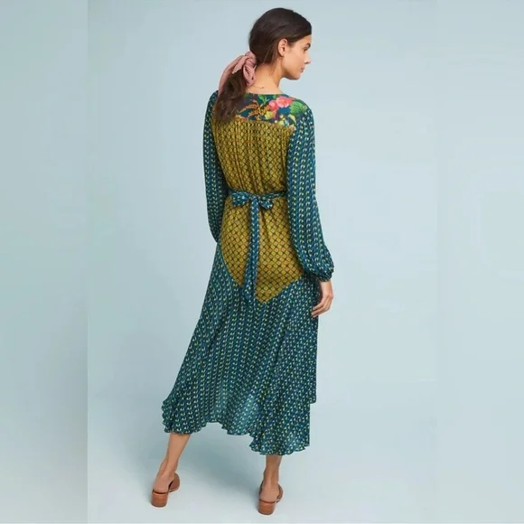 Anthropologie Bl^nk Romalie Printed Wrap Dress Size M - Picture 13 of 16